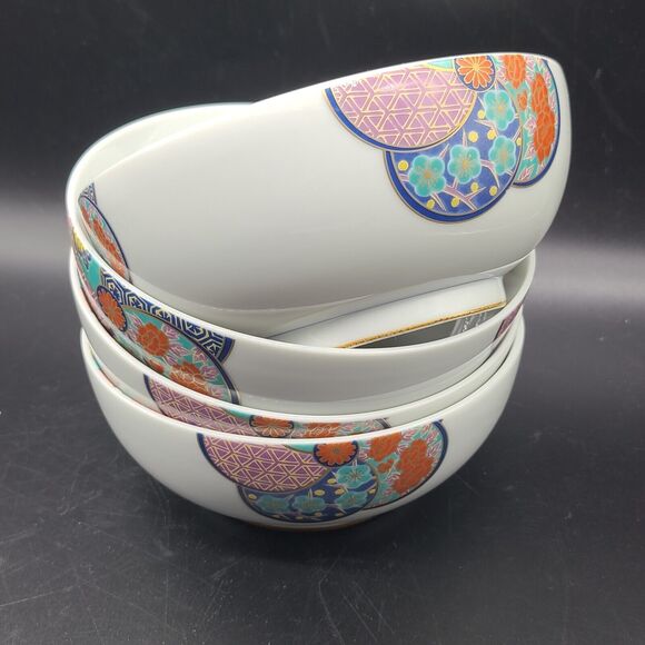 Japanese Set (4) Bowls Rice Soup Cereal Salad 6" Porcelain  Japan New - Picture 2 of 10
